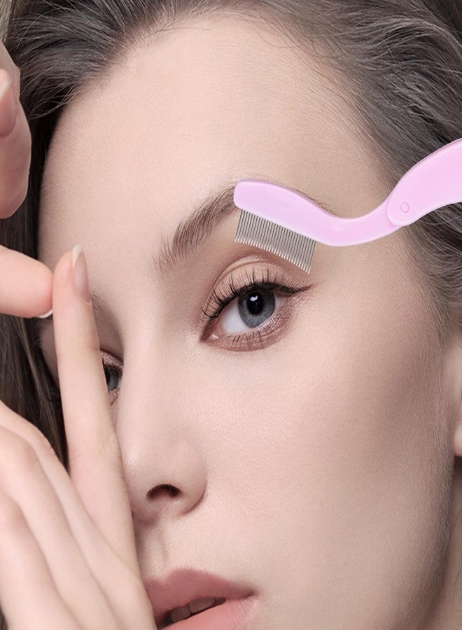 MSQ Eyelash Comb MSQ Eyelash Separator Tool Eyelash Comb Separator Folding Eyelash Brush Separator Lash Comb for Eyelash Makeup Brush (Pink) - Image 2