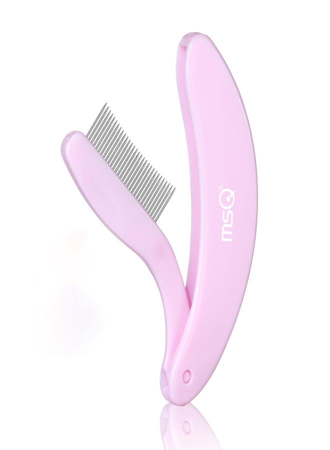 MSQ Eyelash Comb MSQ Eyelash Separator Tool Eyelash Comb Separator Folding Eyelash Brush Separator Lash Comb for Eyelash Makeup Brush (Pink) - Image 1