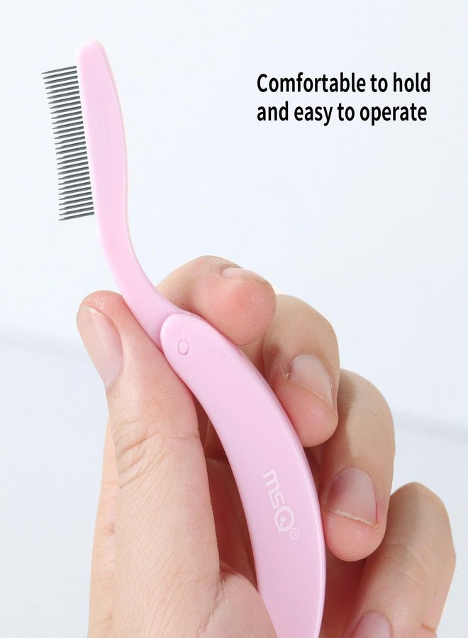 MSQ Eyelash Comb MSQ Eyelash Separator Tool Eyelash Comb Separator Folding Eyelash Brush Separator Lash Comb for Eyelash Makeup Brush (Pink) - Image 3