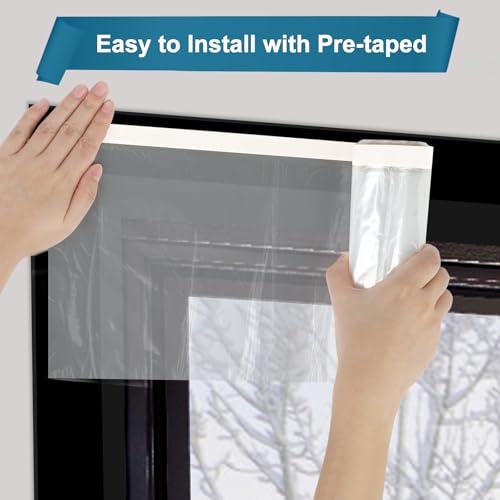 Augblinds Winter Window Insulation Kit for Drafty Windows - 62"x393" Clear POF Film (10-3'x5' Windows) | Pre-Taped for Easier Install, Stop Cold Air, Save Heating Costs - Image 3