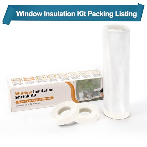 Augblinds Winter Window Insulation Kit for Drafty Windows - 62"x393" Clear POF Film (10-3'x5' Windows) | Pre-Taped for Easier Install, Stop Cold Air, Save Heating Costs - Image 2