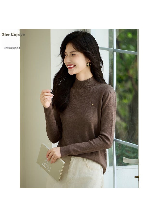 She enjoys She Xiang Knitted Sweater, Women's Semi-turtleneck, Maillard Knitted Base Layer, Autumn And Winter Inner Wear, Top Sweater, Women's T143z3040 - Image 4