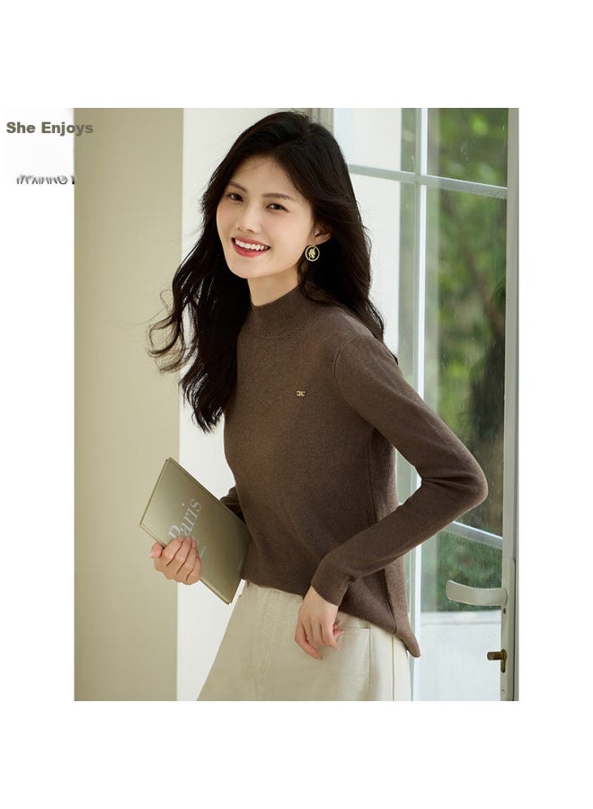 She enjoys She Xiang Knitted Sweater, Women's Semi-turtleneck, Maillard Knitted Base Layer, Autumn And Winter Inner Wear, Top Sweater, Women's T143z3040 - Image 2