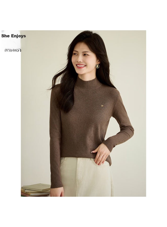 She enjoys She Xiang Knitted Sweater, Women's Semi-turtleneck, Maillard Knitted Base Layer, Autumn And Winter Inner Wear, Top Sweater, Women's T143z3040 - Image 3