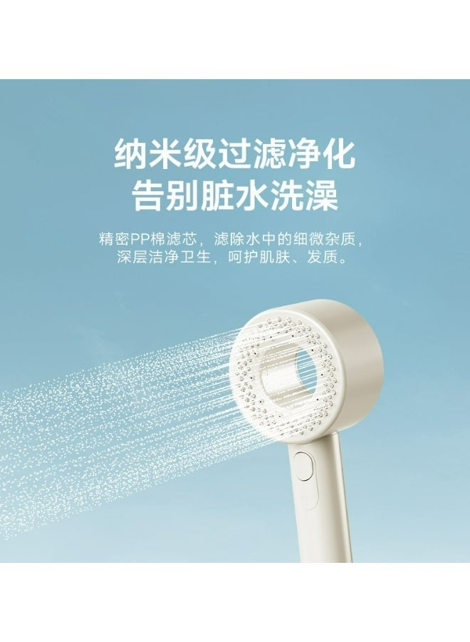 Jomoo Cream White Handheld Filter Shower Head, 3 Modes High Pressure Showerhead with PP Cotton Filter, Portable and Easy Clean for Bathroom or Travel, Durable ABS Material, G1/2 Connection - Image 2