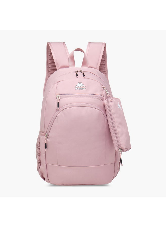 Kappa Girls Logo Print Backpack with Adjustable Straps and Detachable Pencil Pouch - 20x30x46 cm - Image 1