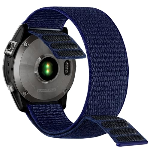 Abanen Hook and Loop Quick Dry Watch Band for Fenix 8 / epix Pro/Fenix 7/6/5 (47mm), 22mm Woven Nylon Ultralight Sport Wristband Strap for Garmin Instinct 2, Instinct 3 45mm (Dark Blue) - Image 2