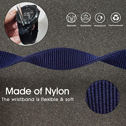Abanen Hook and Loop Quick Dry Watch Band for Fenix 8 / epix Pro/Fenix 7/6/5 (47mm), 22mm Woven Nylon Ultralight Sport Wristband Strap for Garmin Instinct 2, Instinct 3 45mm (Dark Blue) - Image 4
