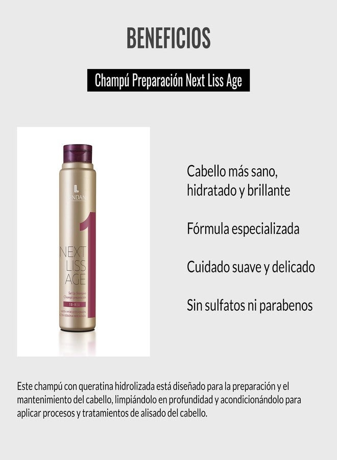 Lendan - Sulfate and Paraben-Free Shampoo - Next Liss Age 1-300 ml - Step 1 Maintenance Pack - Pre-Straightening Process Shampoo - with Hydrolyzed Keratin - Image 3