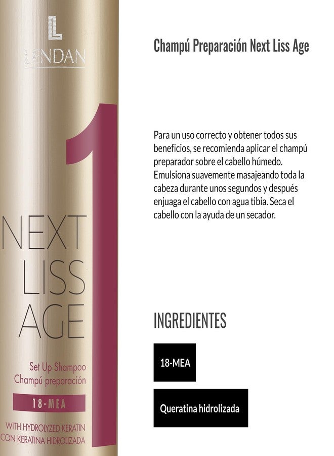 Lendan - Sulfate and Paraben-Free Shampoo - Next Liss Age 1-300 ml - Step 1 Maintenance Pack - Pre-Straightening Process Shampoo - with Hydrolyzed Keratin - Image 4
