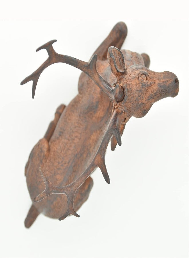 Miyolo Sitting Deer Figurine Laying Elk Reindeer Statue Resin Home Decor Christmas Indoor Shelf Tabletop Decorations (Rust) - Image 3