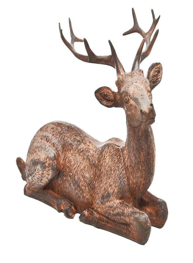 Miyolo Sitting Deer Figurine Laying Elk Reindeer Statue Resin Home Decor Christmas Indoor Shelf Tabletop Decorations (Rust) - Image 2