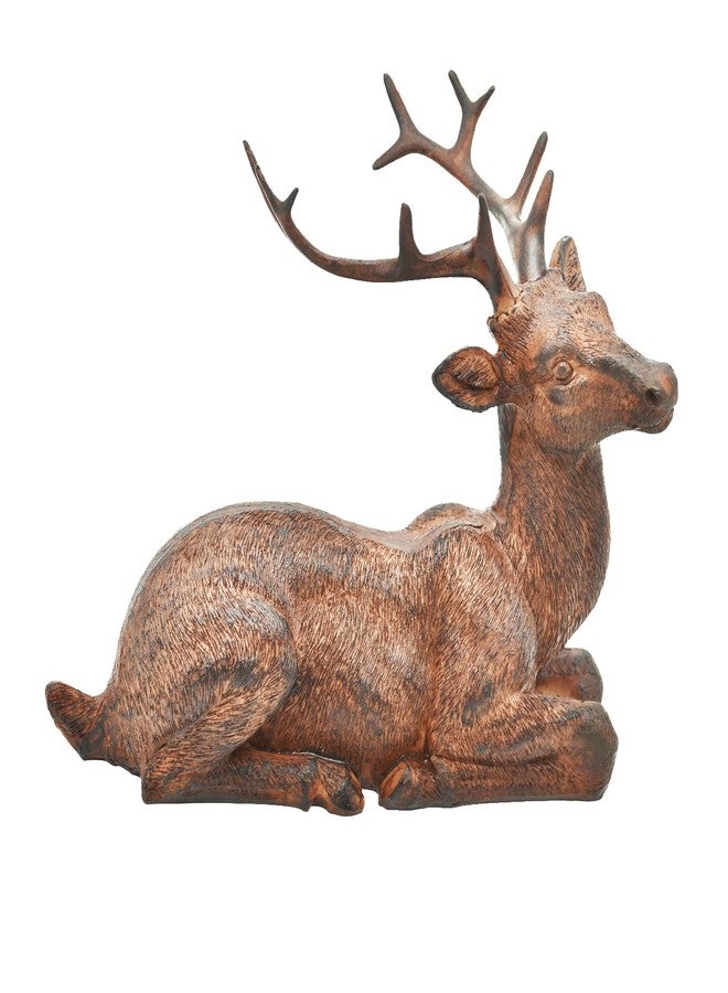 Miyolo Sitting Deer Figurine Laying Elk Reindeer Statue Resin Home Decor Christmas Indoor Shelf Tabletop Decorations (Rust) - Image 1
