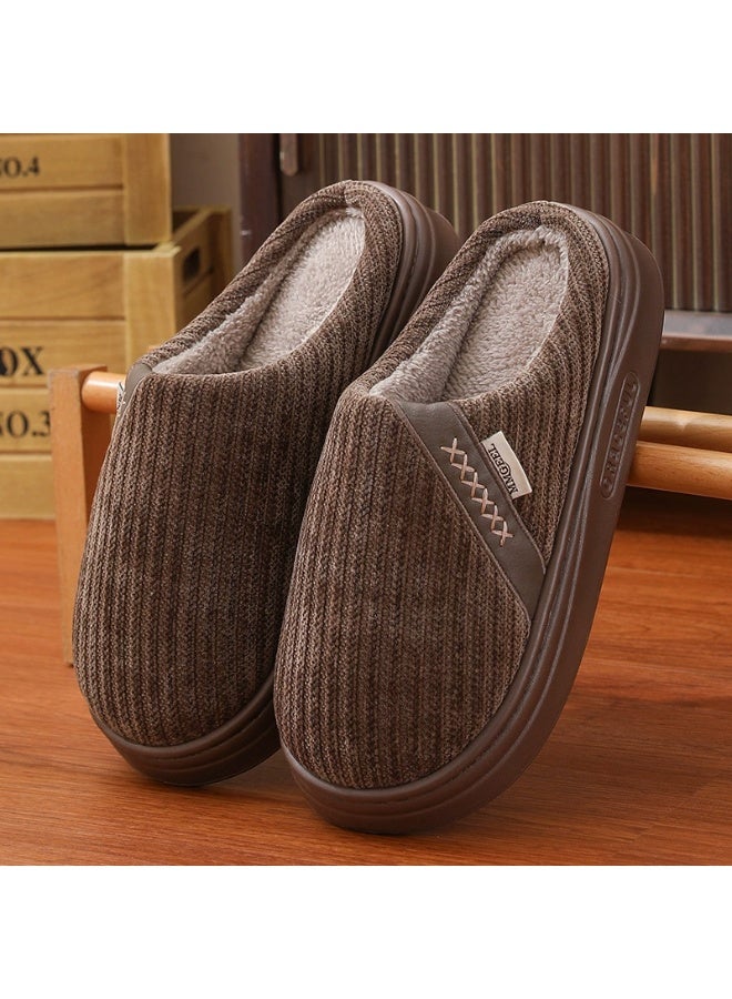 general Men's cotton slippers for autumn and winter, providing warmth and comfort for home use. EVA thick sole, anti-slip, no smelly feet, comfortable and warm slippers. - Image 1