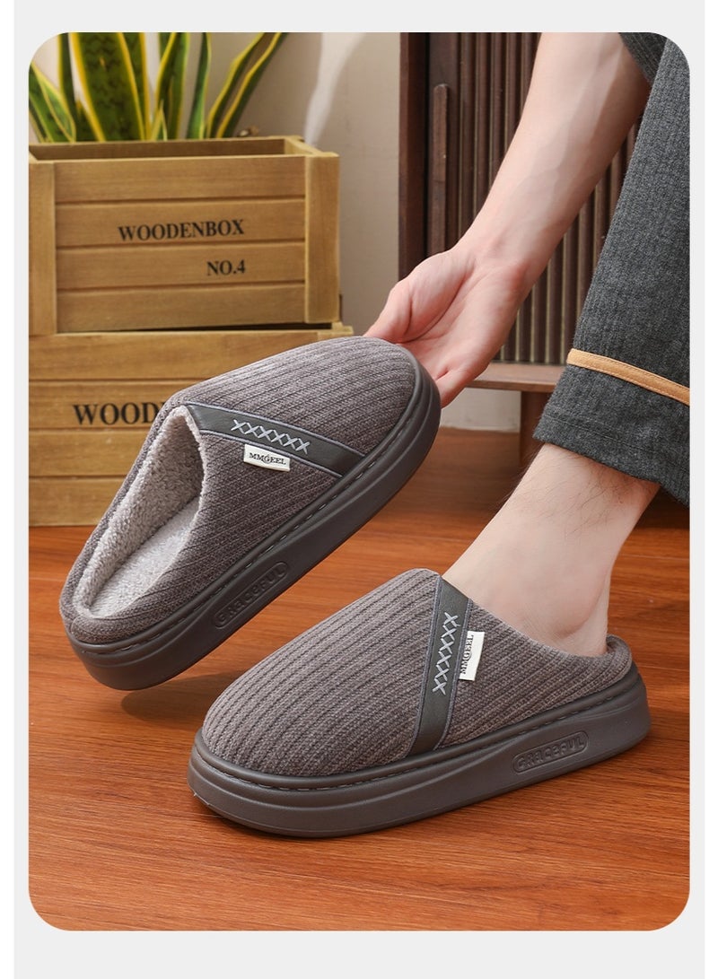 general Men's cotton slippers for autumn and winter, providing warmth and comfort for home use. EVA thick sole, anti-slip, no smelly feet, comfortable and warm slippers. - Image 2