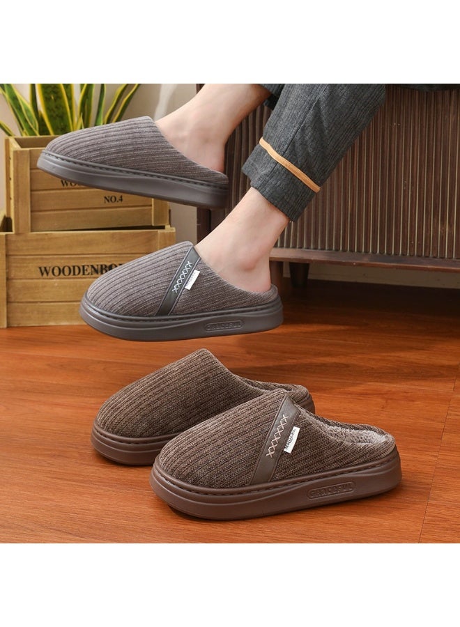 general Men's cotton slippers for autumn and winter, providing warmth and comfort for home use. EVA thick sole, anti-slip, no smelly feet, comfortable and warm slippers. - Image 3