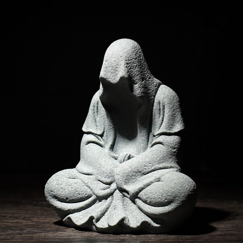livelyfish Aquarium Buddah Statue Sandstone Zen Buddha Sculptures for Garden Fish Tank Home Decorations (A) - Image 2