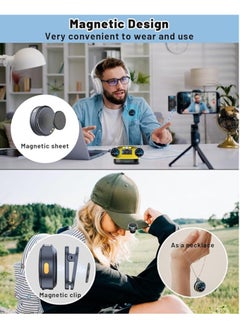 General Wireless lavalier microphone, magnetic mini lapel microphone with LED display, 2.4GHz dual microphone with noise cancellation, 300m transmission range for iOS and Android devices  - Image 3