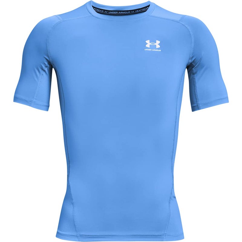 UNDER ARMOUR تي شيرت قصير الأكمام للرجال من أندر أرمور بتقنية هيت جير، أزرق كارولينا (475)/أبيض، كبير - Image 4