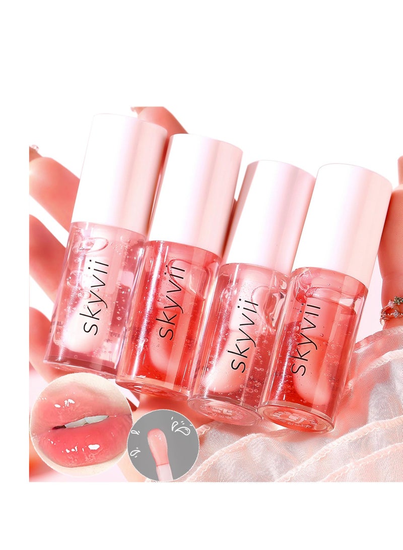 SYOSI 4PCS Moisturizing Plumping Lip Glow Oil Set, Fruit-Flavored Lip Balm, Moisture Shine Lip Gloss Nourish Lip Care for Women - Image 1