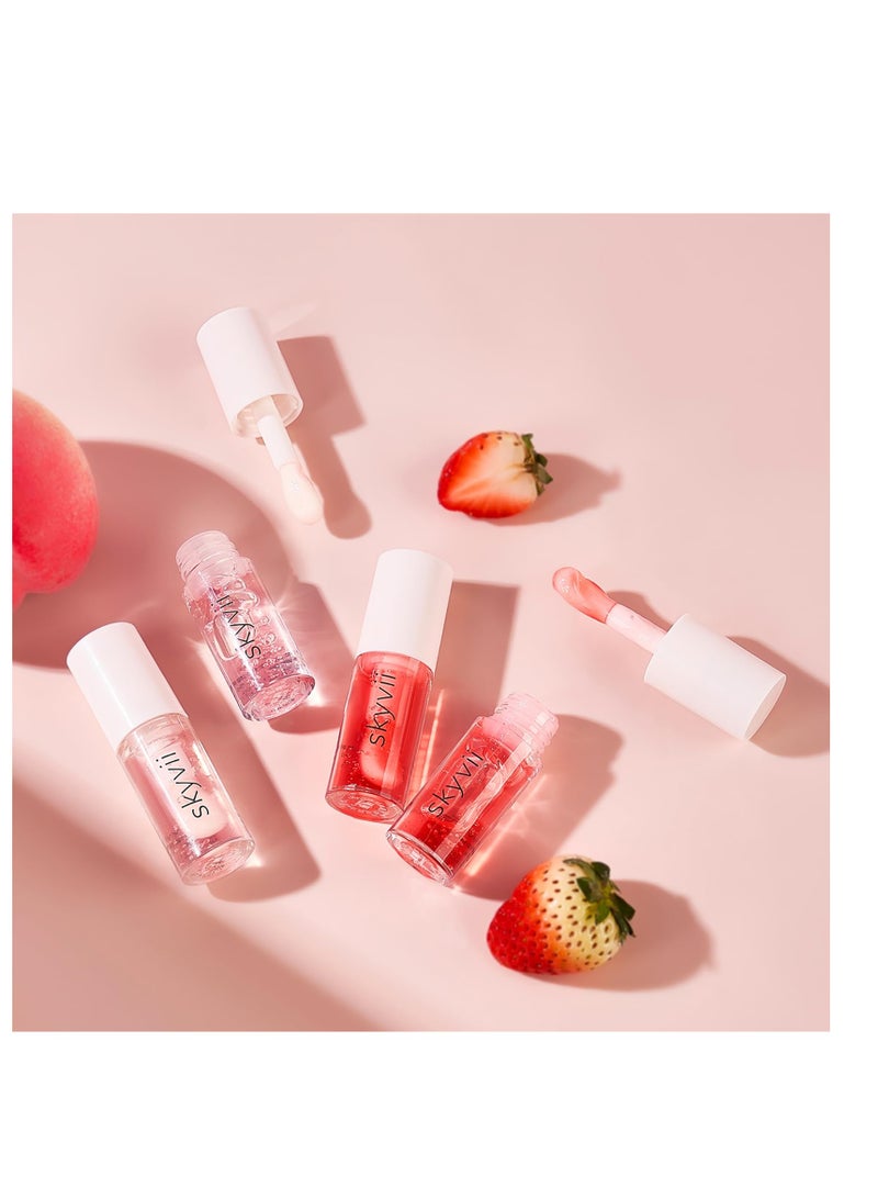SYOSI 4PCS Moisturizing Plumping Lip Glow Oil Set, Fruit-Flavored Lip Balm, Moisture Shine Lip Gloss Nourish Lip Care for Women - Image 5