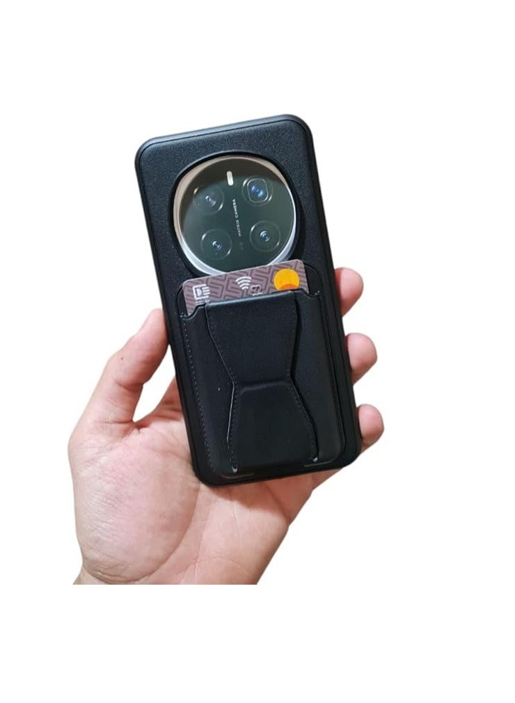 جراب هاتف Honor Magic 7 pro متعدد الوظائف بحامل مغناطيسي عمودي وأفقي رفيع وجذاب مصنوع من السيليكون الواقي - أسود