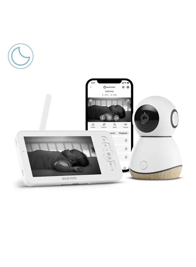 ماكسي كوزي See Baby Monitor Pro With Cryassist Ai Cry Translation, Ptz Technology, 2K Hd Camera, Wireless - White
