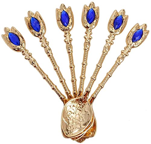 Alisveristime (Set Of 6 Handmade Turkish Tea Water Zamzam Serving Set Glasses Saucer (Gold) - Image 4