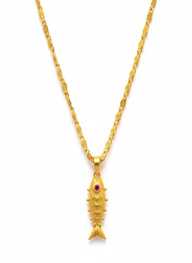 CHARMS Minimal Fish Design Locket – Elegant Gold Finish Pendant for Daily & Casual Wear - Image 1