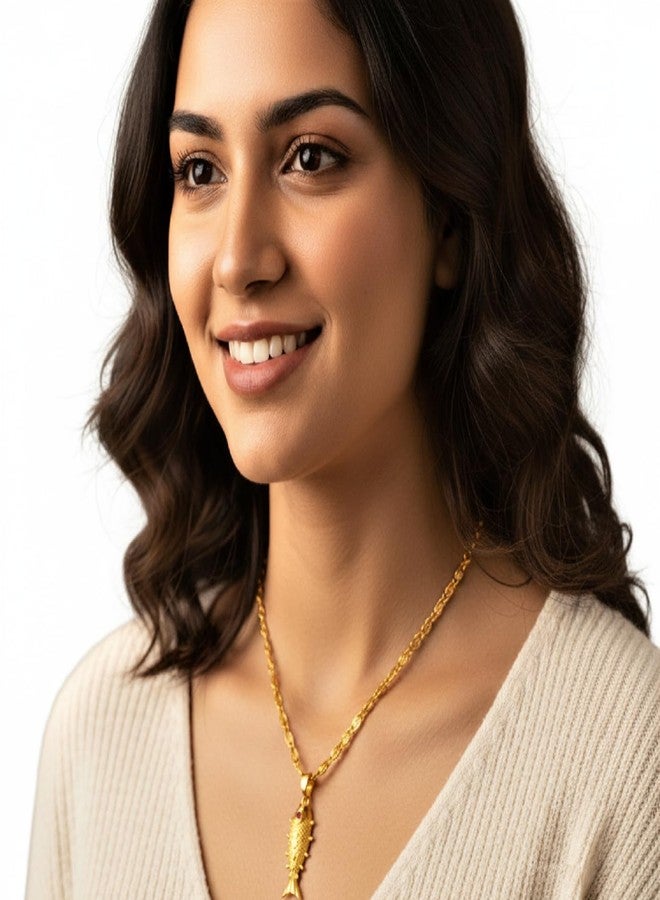 CHARMS Minimal Fish Design Locket – Elegant Gold Finish Pendant for Daily & Casual Wear - Image 3