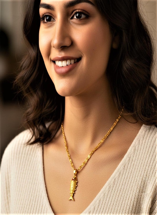CHARMS Minimal Fish Design Locket – Elegant Gold Finish Pendant for Daily & Casual Wear - Image 5
