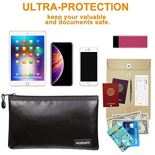 Hodufy Fireproof Money Bag, 10.6"x6.7" Fireproof and Waterproof Cash Bag, 5" x 8" Small Fireproof Bag, Fireproof Bank Bag, Fireproof Safe Storage Pouch Envelope for Document, Bank Deposit,Passport - Image 3
