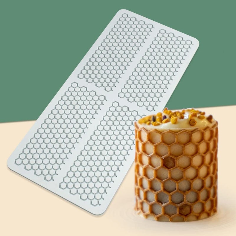 TUKE Hollow Leaf Silicone Mold Chocolate Candy 3D Hollow Leaf Candy Mold Food Cooking Meals Decorations Fondant Mold Polymer Clay Molds (Honeycomb M_10.4x4.56x0.12inch) - Image 1