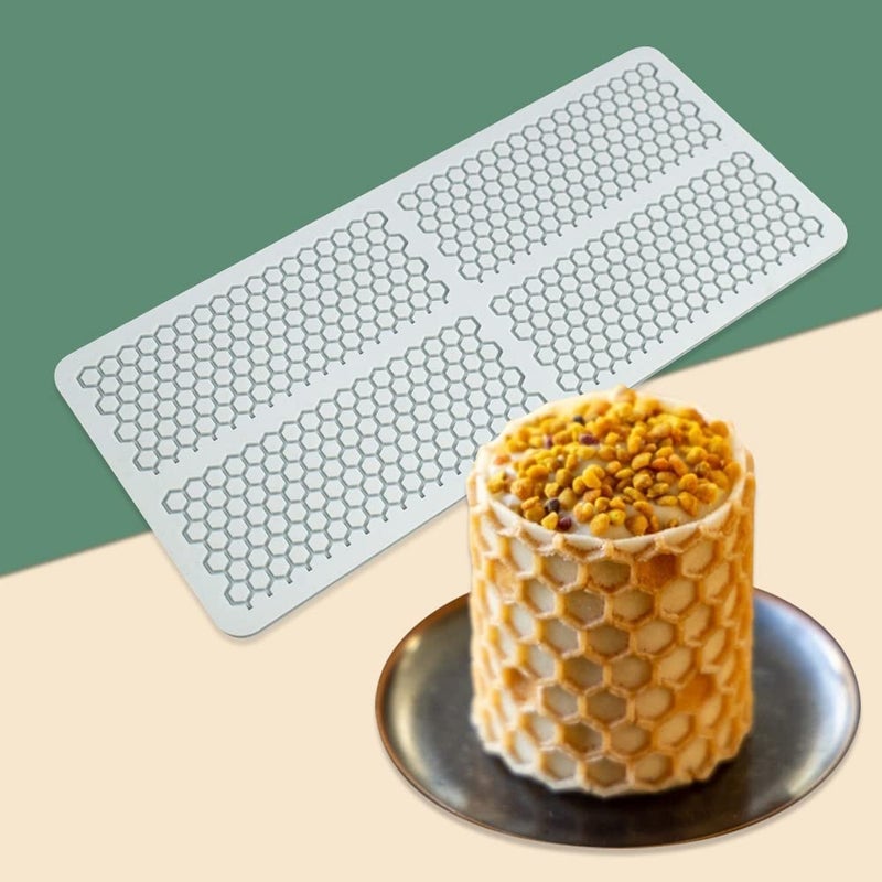 TUKE Hollow Leaf Silicone Mold Chocolate Candy 3D Hollow Leaf Candy Mold Food Cooking Meals Decorations Fondant Mold Polymer Clay Molds (Honeycomb M_10.4x4.56x0.12inch) - Image 2