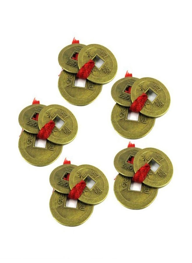 Ryme Vastu/Fengshui Brass Coins for Good Luck, Wealth and Money (Set of 15)