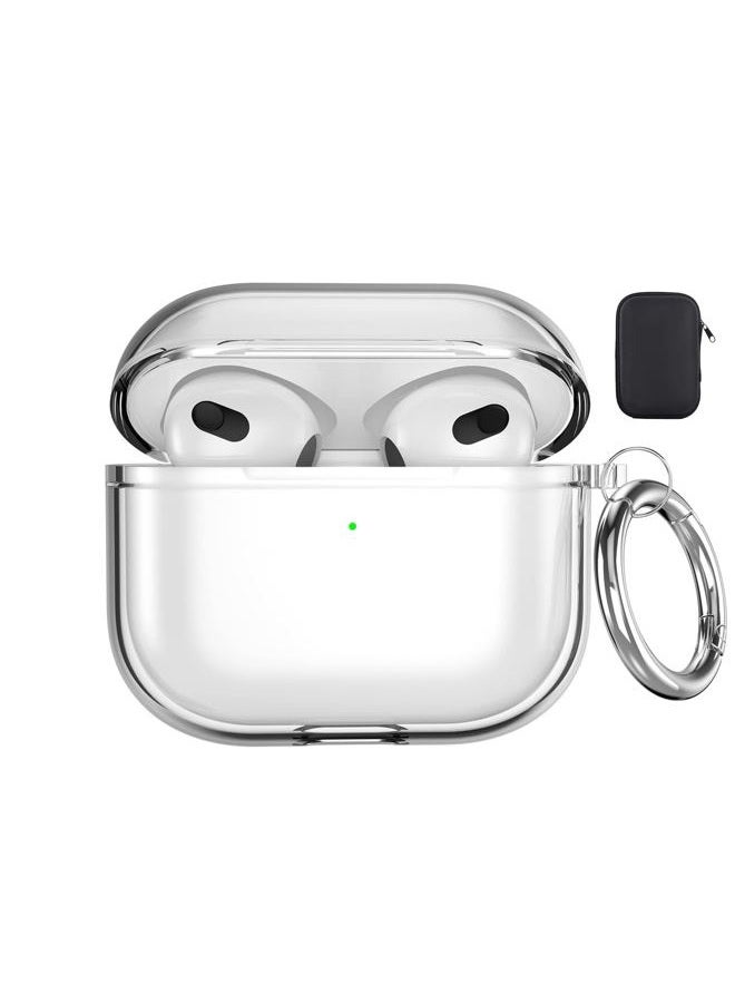 Valkit Compatible AirPods 3 Case, Clear Airpods 3rd Generation Case with Keychain Soft TPU Protective Shockproof Cover for Girls Women Men Compatible with Apple AirPods 3 Gen Case - Clear - Image 1