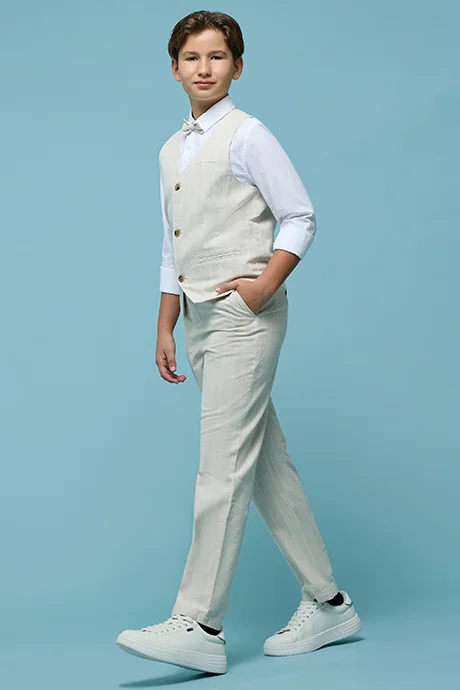 R&B Solid Trousers with Button Closure