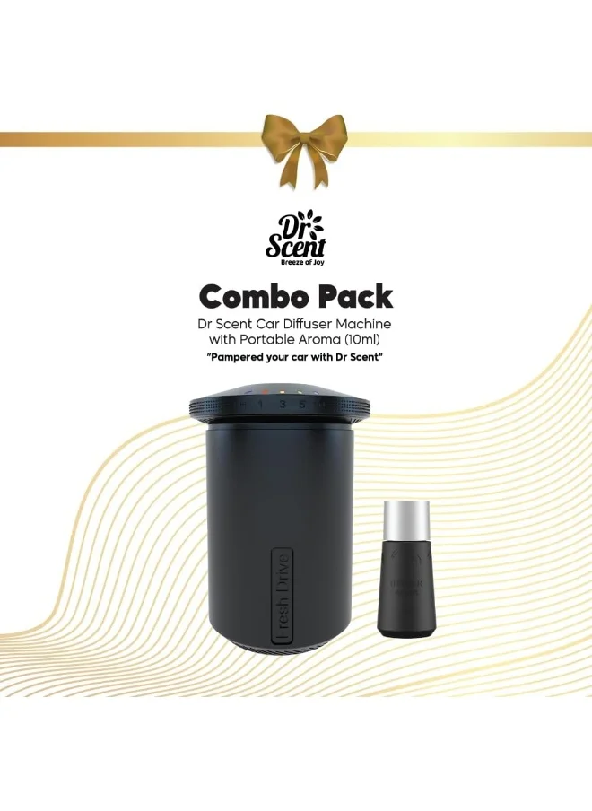 Dr Scent Dr Scent Breeze of Joy Combo Pack - Car Diffuser Fragrance Machine (Black) With Portable Aroma (10ml) (Event)
