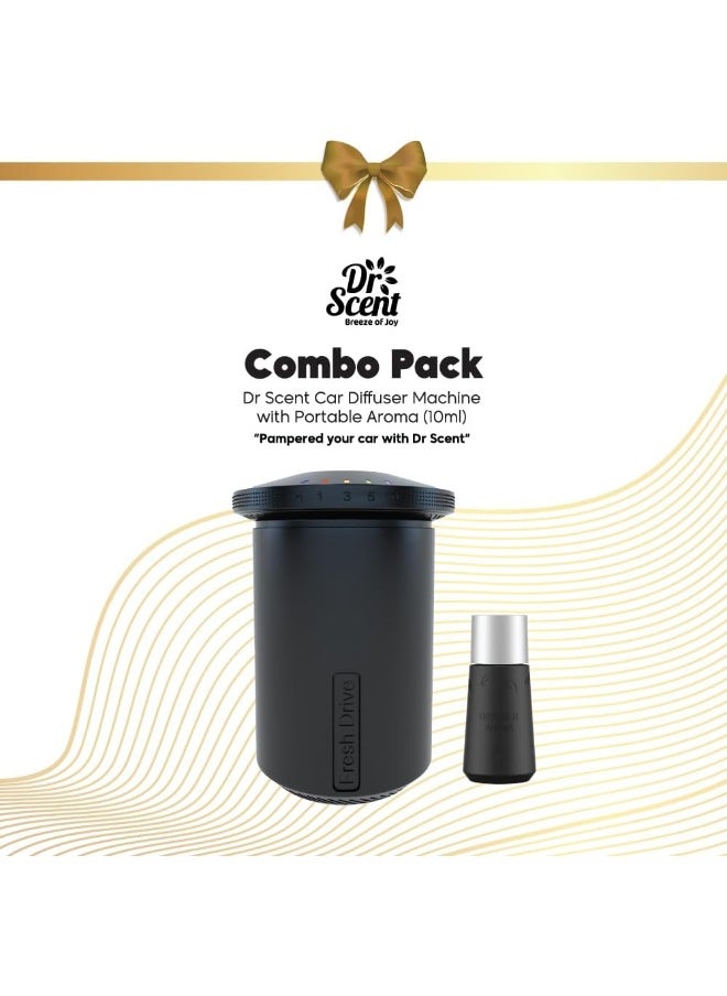Dr Scent - Dr Scent Breeze of Joy Combo Pack - Car Diffuser Fragrance Machine (Black) With Portable Aroma (10ml) (Event) - Image 1