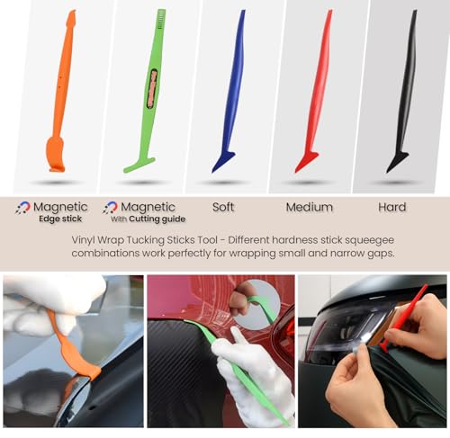 Trayclicks Vinyl Wrap Tool Kit Car Wrap Kit Vehicle Wrapping Tools with Felt Squeegee Utility Knife Magnetic Holders Gloves PPF Tools Stick Tucking for Wraps Automotive Window Tint Tool Installation - Image 3