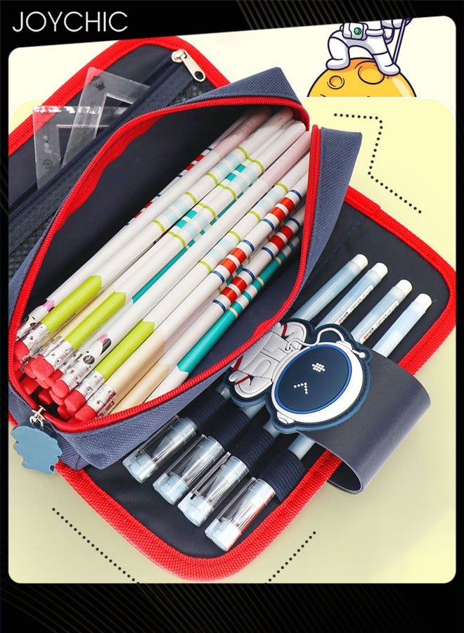 Joychic Large Capacity Pencil Case Detachable Pen Bag Cartoon Zipper Stationery Organizer Pencil Pouch Marker Pen Holder for School Teens Students Dark Blue  - Image 2