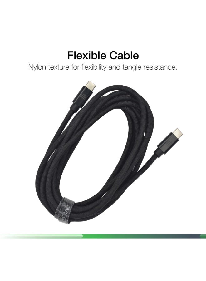 DVICED USB-C to USB-C  Charging & Data transfer 3m nylon cable  - Black - Image 4