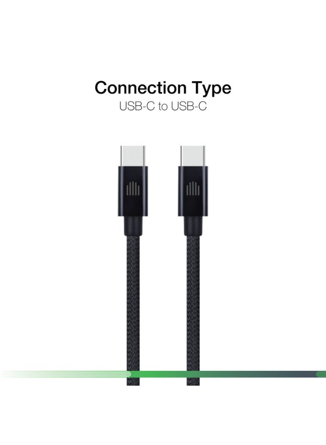 DVICED USB-C to USB-C  Charging & Data transfer 3m nylon cable  - Black - Image 3