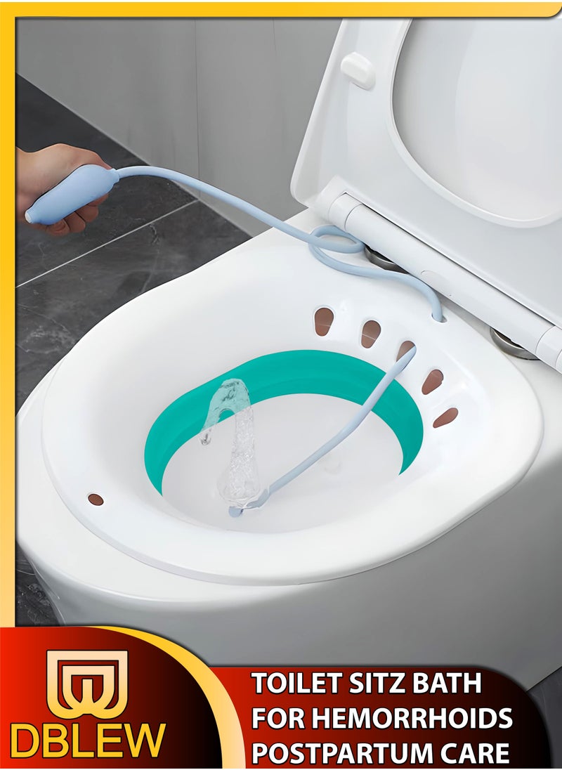 DBLEW Foldable Sitz Bath For Toilet Seat Soothes Hemorrhoids And Perineum Postpartum Care Pregnant Women Perineal Care Yoni Steam Collapsible Basin Flusher Hose Drain Holes Wider Seating Area Deeper Bowl  - Image 1
