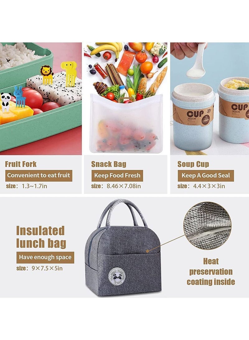 Y&D 27 PCs Bento Box Lunch Kit, Stackable 3-in-1 Compartment Japanese Set w/ Soup Cup Sauce Can, Spoon Fork, Cake Cups, Fruit Picks, Snack Bags, Leakproof Container for kids and Adults  - Image 3