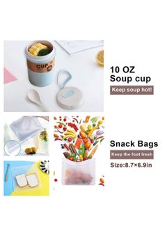 Y&D 27 PCs Bento Box Lunch Kit, Stackable 3-in-1 Compartment Japanese Set w/ Soup Cup Sauce Can, Spoon Fork, Cake Cups, Fruit Picks, Snack Bags, Leakproof Container for kids and Adults  - Image 4