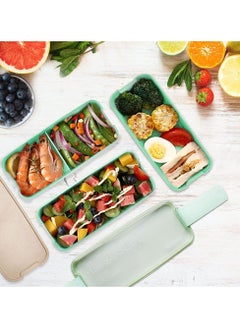 Y&D 27 PCs Bento Box Lunch Kit, Stackable 3-in-1 Compartment Japanese Set w/ Soup Cup Sauce Can, Spoon Fork, Cake Cups, Fruit Picks, Snack Bags, Leakproof Container for kids and Adults  - Image 2