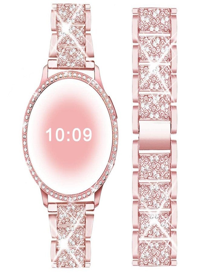 Mosonio Compatible with Samsung Galaxy Watch 5 Band / Samsung Galaxy Watch 4 Band , 20 mm Rose Pink Bling Galaxy Watch Band with 44 mm Cover Case, Jewelry Metal Wristband for Women（Rose Pink,44 mm） - Image 1