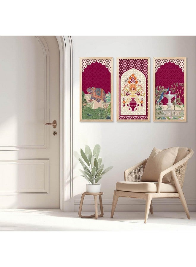 walllane Madhubani Indian Art Wall Décor Paintings | Painting for wall Decoration | Madhubani Art Painting with Frame for Living Room set of 3 (10x19 inch, E) - Image 5