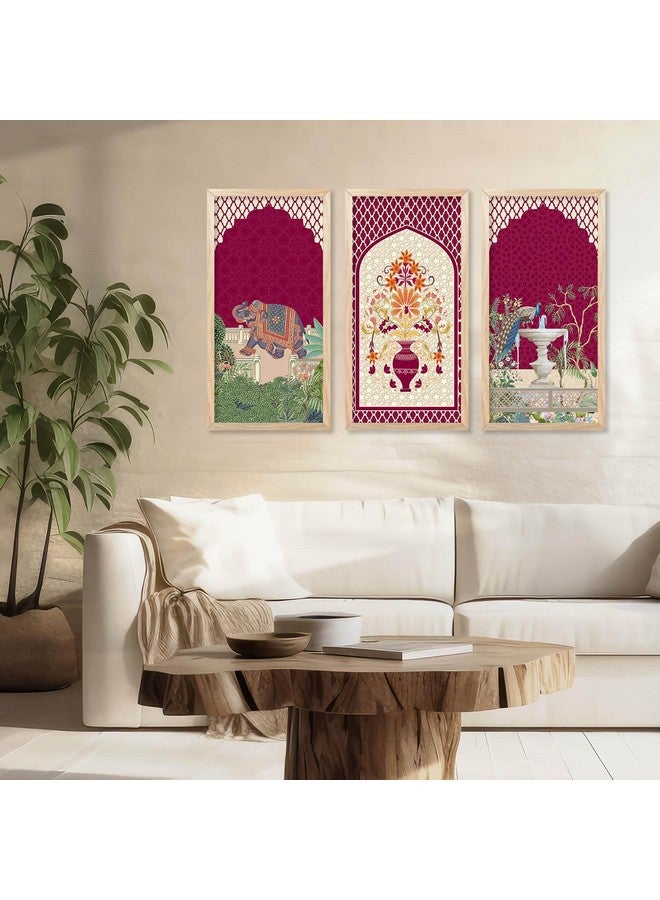 walllane Madhubani Indian Art Wall Décor Paintings | Painting for wall Decoration | Madhubani Art Painting with Frame for Living Room set of 3 (10x19 inch, E) - Image 4